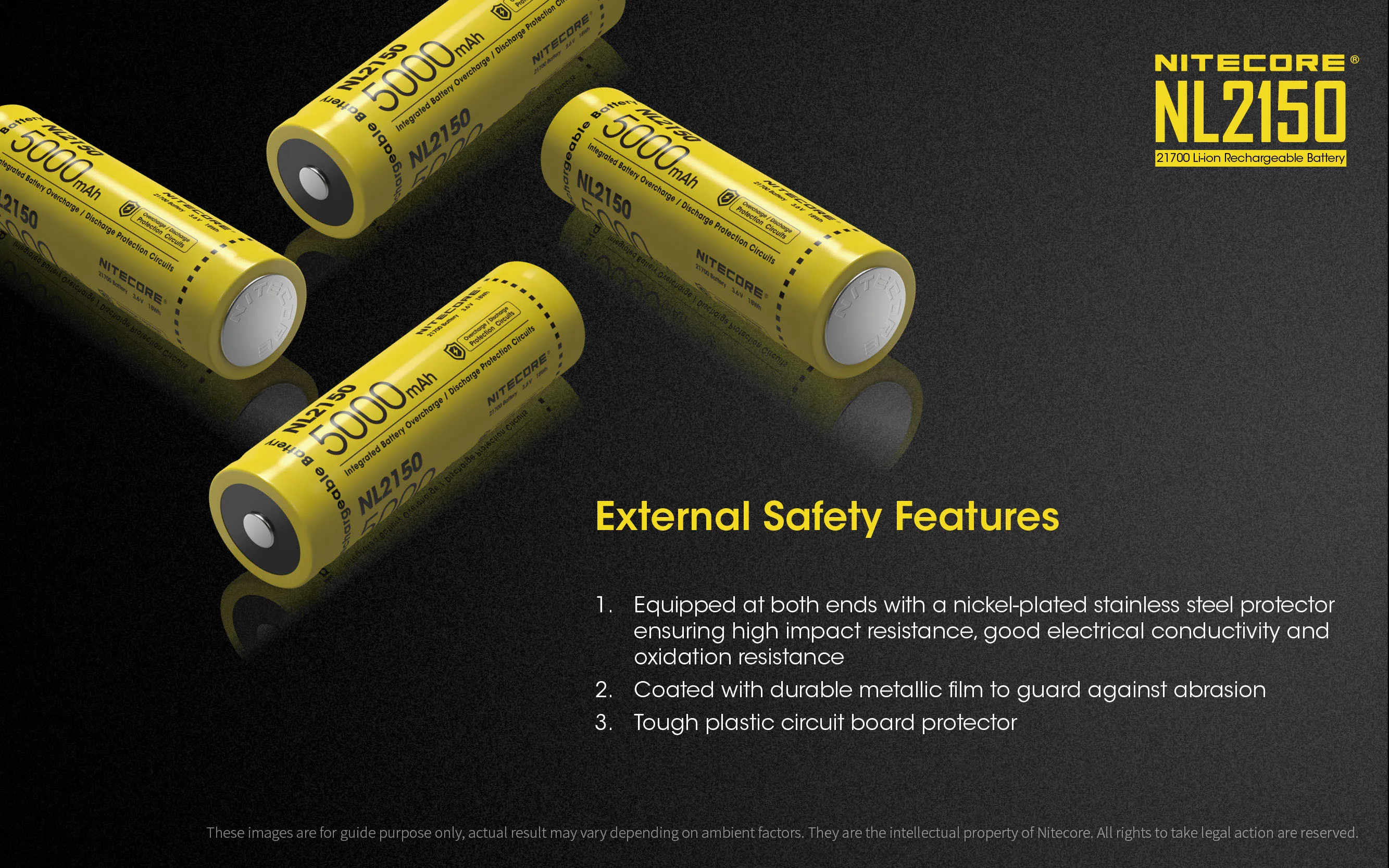 NITECORE NL2150 NL2145 NL2140 3,6 V 21700 литий-ионная аккумуляторная батарея
