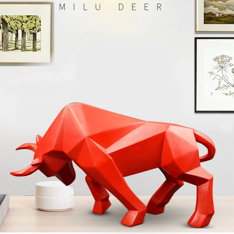Bull Statue Bullfight Sculpture Ox Resin Nordic Decoration Home Decor Tabletop Statues Bison Figurine Animal Cabinet | Дом и сад