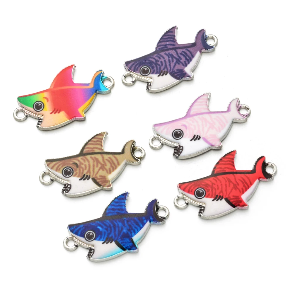 10 шт. смешанный мультипликационный Акулья эмаль очаровательный соединитель