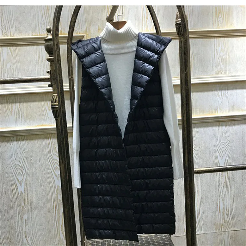 Женский жилет с капюшоном Sanishroly ультра светильник средней длины без рукавов на