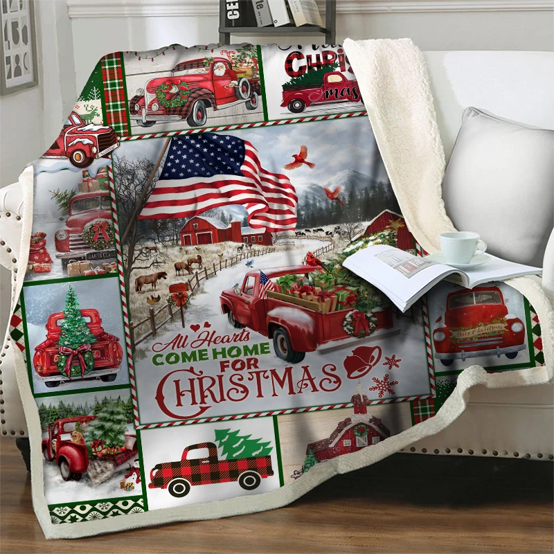 New Year Gift Beds Quilts Christmas Home Decor Office Washable Kids Sherpa Nap Blanket