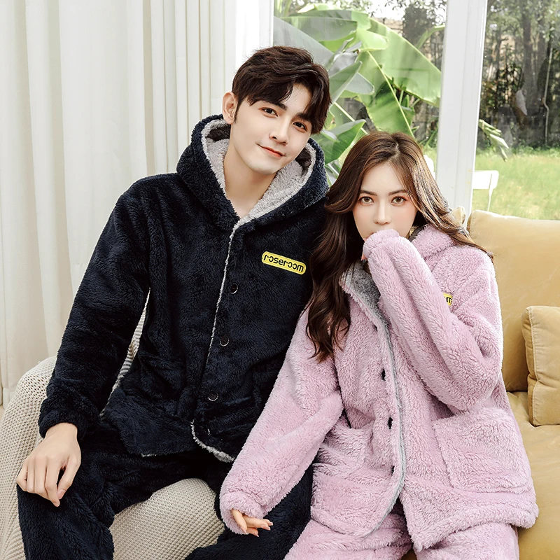 

Winter Thick Warm Animal Pajamas Flannel Dinosaur Sleepwear Shark Pajamas Sets Men Women Hooded Coral Fleece Plus Size Pijama