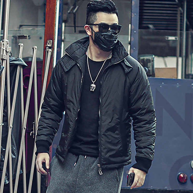 Осень и зима новый высокий стоячий воротник дизайн черный Мужская хлебная Одежда