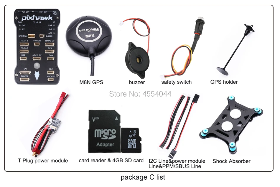 Контроллер полета Pixhawk PX4 PIX 2.4.8 32 бит игровые джойстики w/4G SD M8N gps+ 433 МГц/915 МГц 100 мВт радиотелеметрия++ I2C+ мг+ xt60 силовой модуль