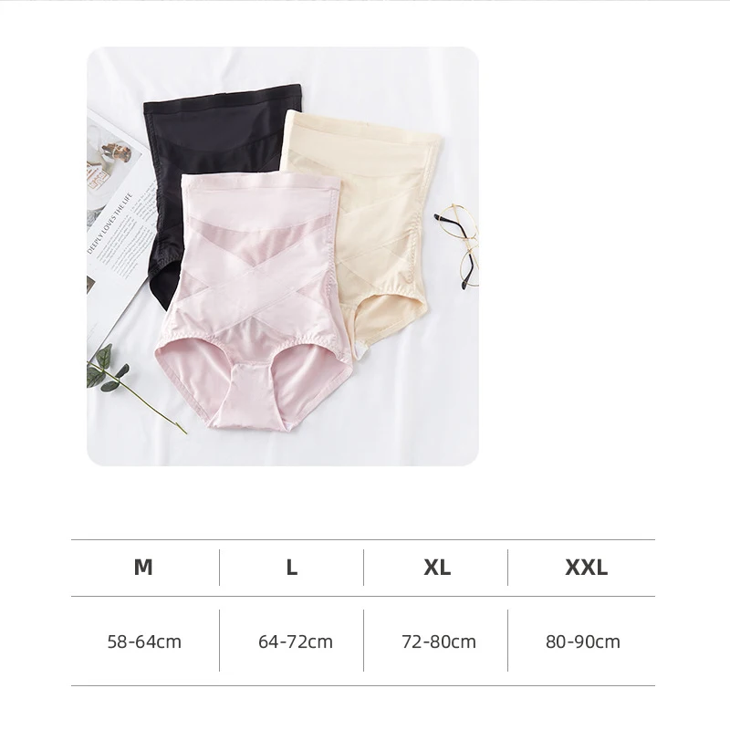 

2pcs 2020 New Back off High Waist Body Shaping Pants Mesh Cotton Lining Postpartum Waist Shaping Women Hip Lift Abdomen Briefs