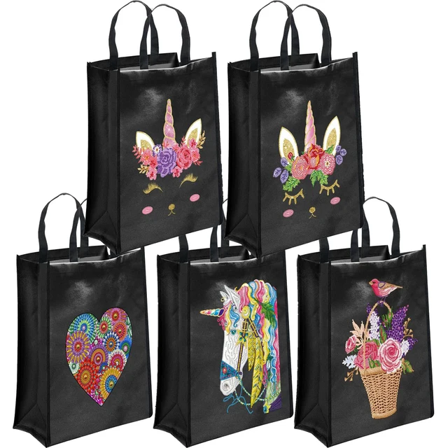 DIY Diamond Painting Handbag Women Reusable Shoulder Shopping Storage Bag Home Decoration Gift Canvas Bag Eco-friendly Tote Bags 1