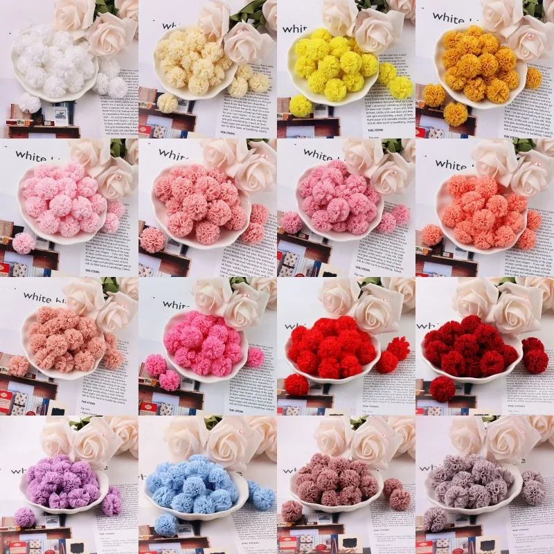 

15/25mm Lace Ball Gauze Elastic Flower Pompom Craft Plush Mesh Pendant for DIY Hair Clip Head Hair Wedding Dress Sew Accessories