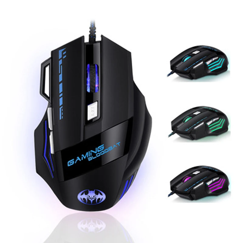 GM02 USB Wired Optical Gaming Mouse 7 keys 4 Gears 7200DPI adjustable 7-color RGB breathing light Ergonomic Mice For PC Laptop