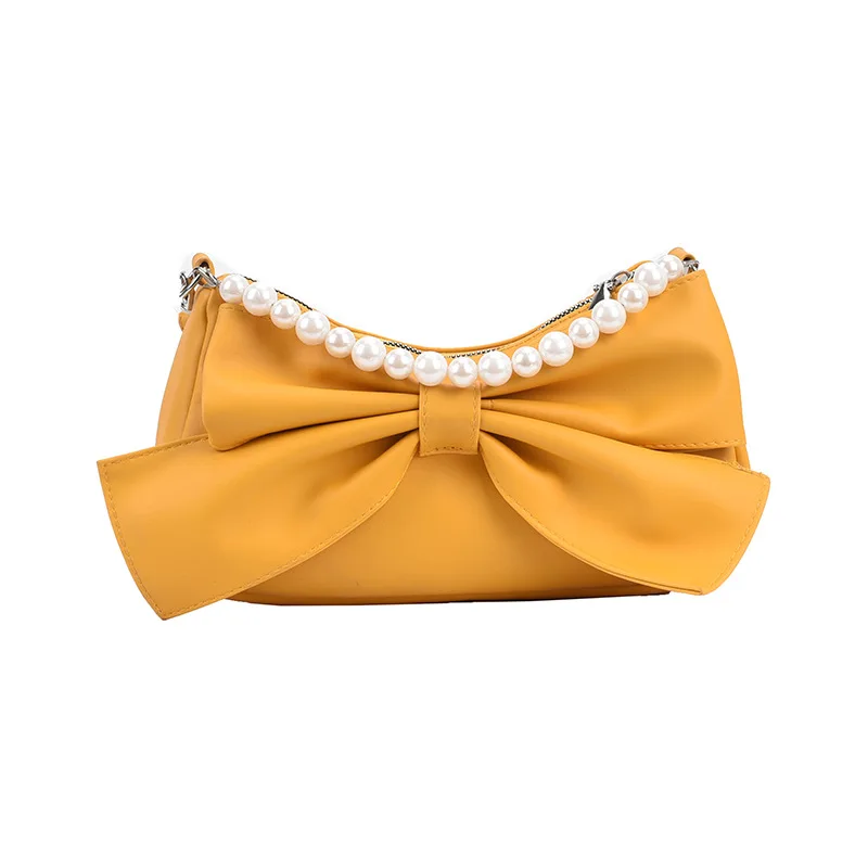 

Bag Female 2021 Summer New Fashion Handbag Bow One Shoulder Women's Bag Temperament Envelope Pearl Messenger Bag Nylon Handbags