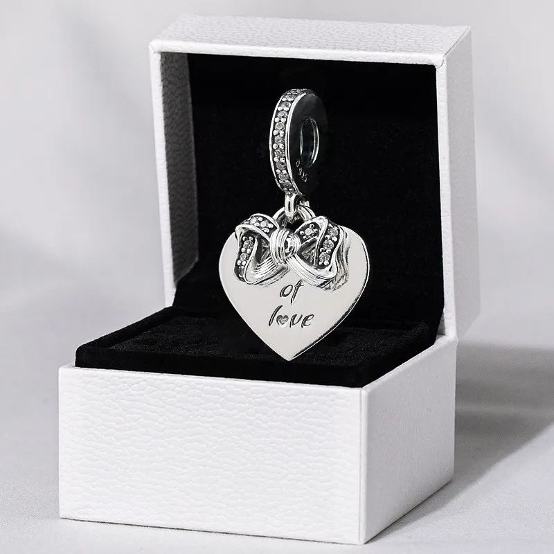 

Bow Love Heart Dangle Charms 925 Sterling Silver Pendant Charm Beads Fit Bracelet Necklaces Christmas Gift DIY Jewelry