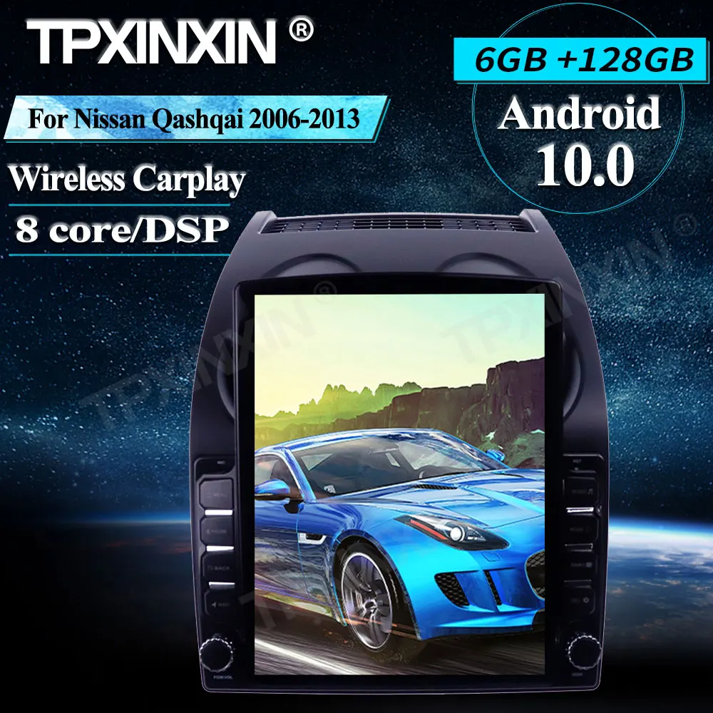 저렴한 닛산 Qashqai 128-2006 용 6 + 2013 GB 자동차 멀티미디어 플레이어 안드로이드 무선 카플레이 스테레오 수신기 라디오 자동차 GPS 네비게이션