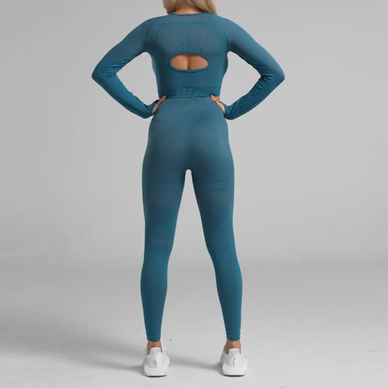 Бесшовный Женский комплект для йоги одежда спортзала леггинсы фитнеса +