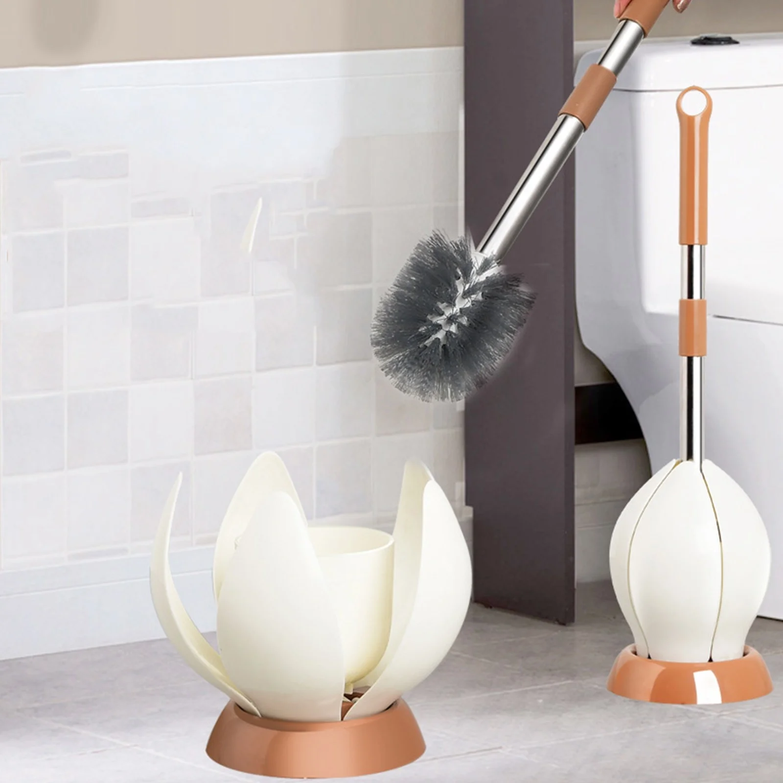 

Soft Bristle Toilet Brush Holder Included Sturdy & Easy Clean Silicone Cleaning Tool Durable Plastic for Bathroom Cleaner