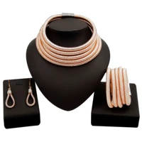yulaili african jewelry sets fashion 5 color choker necklace earrings bracelet for women bohemia jewelry magnetism button