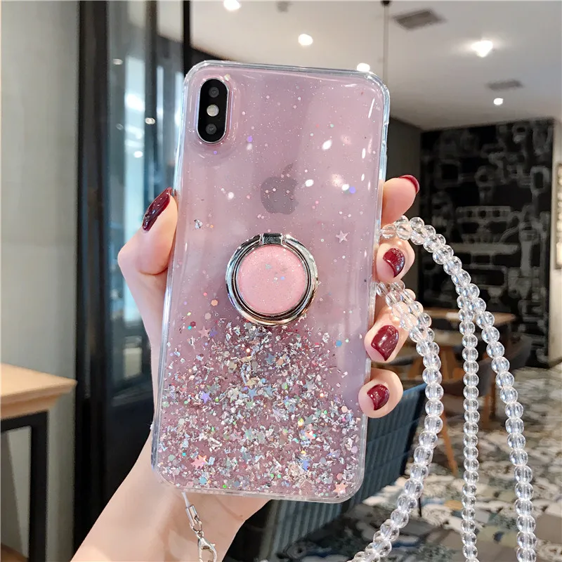 Блестящий противоударный чехол для Huawei Mate 20 P30 P20 Honor 10 9 8 8x20 Pro Lite с кольцом пальцев