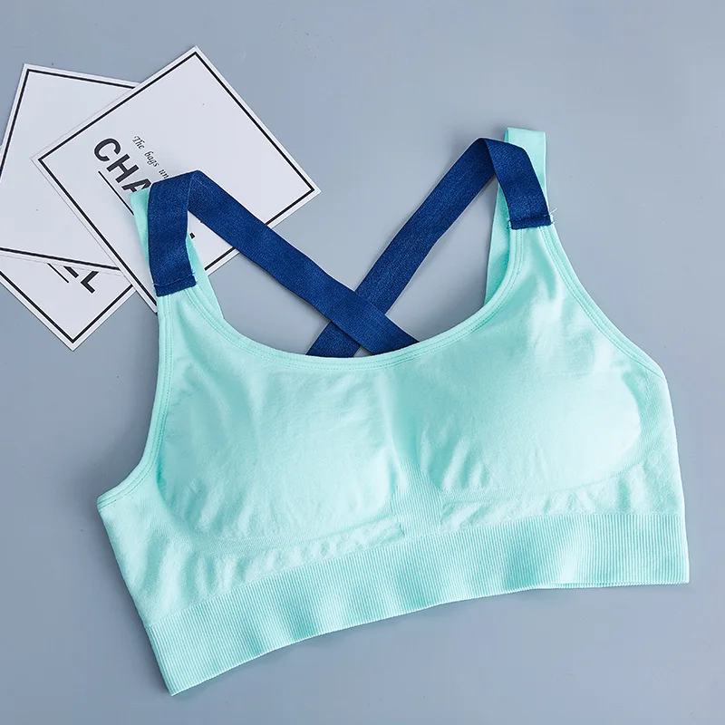 

Sports Women Bras Gym Stitching Color Yoga Running Fitness Shockproof Quick Dry Workout Tank Tops for Beginners 2021 Summer New