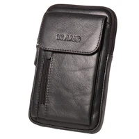 genuine leather men small messenger shoulder bag high quality cell mobile phone case cross body fanny waist hook belt pack