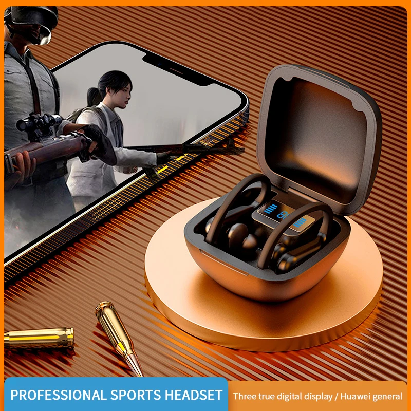 

Music Bluetooth Earphone TWS5.2 Digital Display Stereo Touch Wireless Headset IPX7 Waterproof Sports Headset Bone Gaming Earbuds