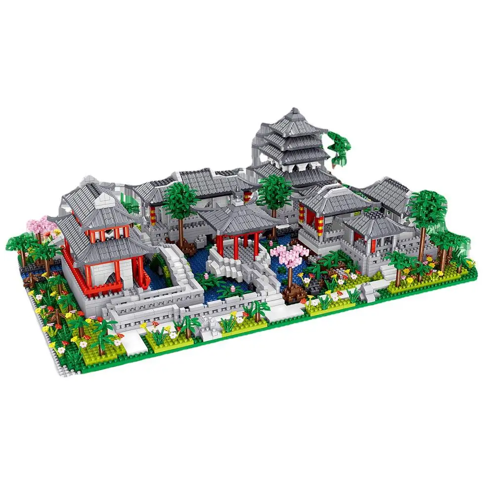 3930 шт. новинка конструктор LEZI мини-блоки китайский дом двор сад модель игрушки