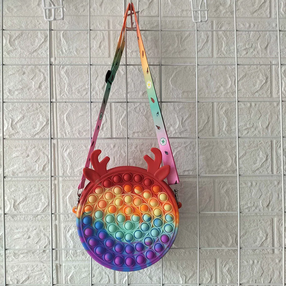 

Fashion Bubble Push Women Shoulder Crossbody Bag Silicone Round Small Purse Decompression Puzzle Messenger Handbags for Children