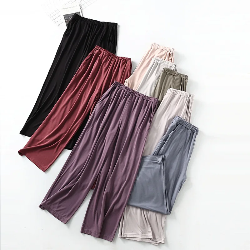 

High quality Women Homewear sets 3 buttons Modal tank tops and Ankle-length pants Casual Pajama Sets sleepwear suits