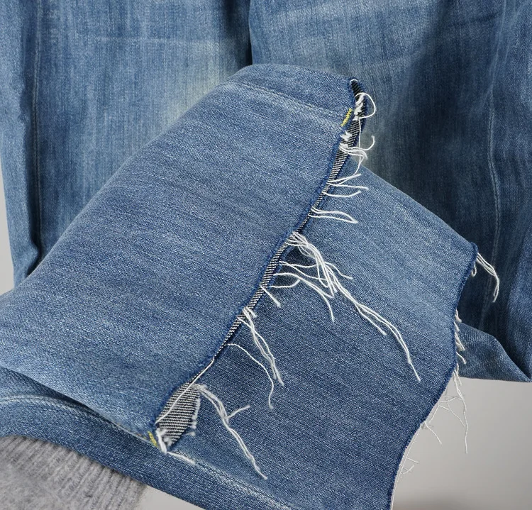 

New Irregular Cross Waist Runway Jeans for Women Straight High Waist Loose Crimping Denim Trousers