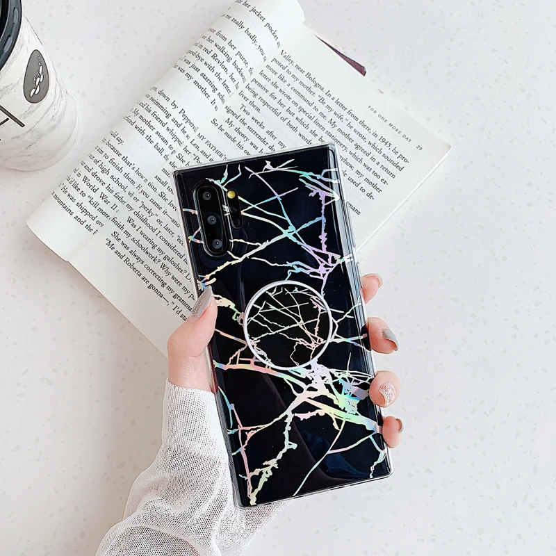Роскошный Мраморный чехол с подставкой для Samsung Note 8 9 10 Pro Note10 Plus S8 plus мягкий IMD