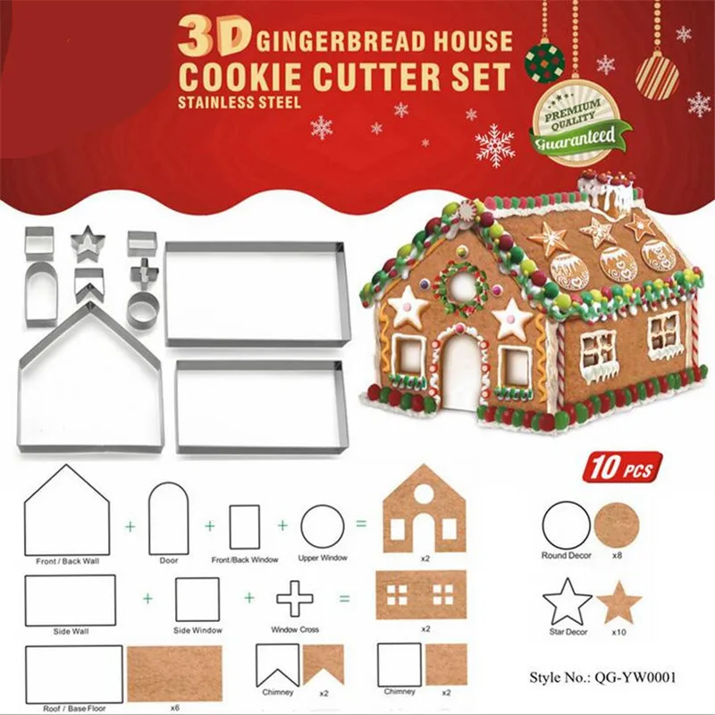 stainless steel christmas cookie cutters set mold gingerbread house biscoito biscuit mould xmas tree baking accessories 2022 free global shipping