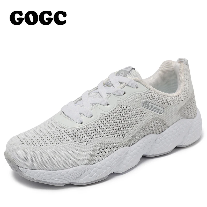 Женские кроссовки на платформе GOGC черные повседневные плоской подошве теннисные