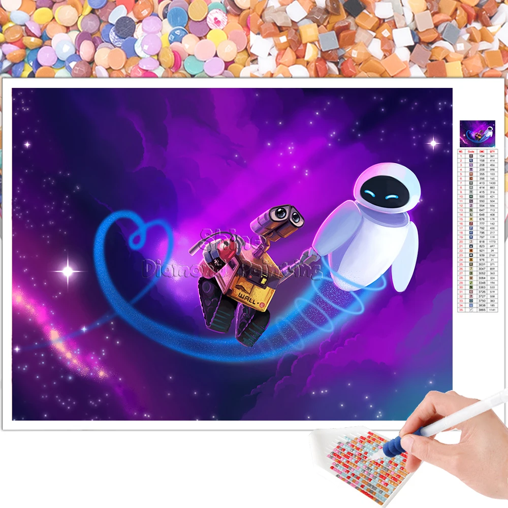 

Алмазная живопись, мультфильм Диснея, робот, пейзаж, квадрат, круглая 5D, сделай сам, подарок, вышивка крестиком, мозаика, украшение для дома