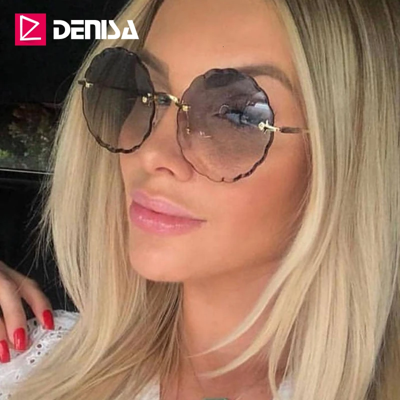 DENISA бренд унисекс винтажные Круглые Солнцезащитные очки женские ретро очки мужские солнцезащитные очки без оправы женские UV400 zonnebril dames G31199