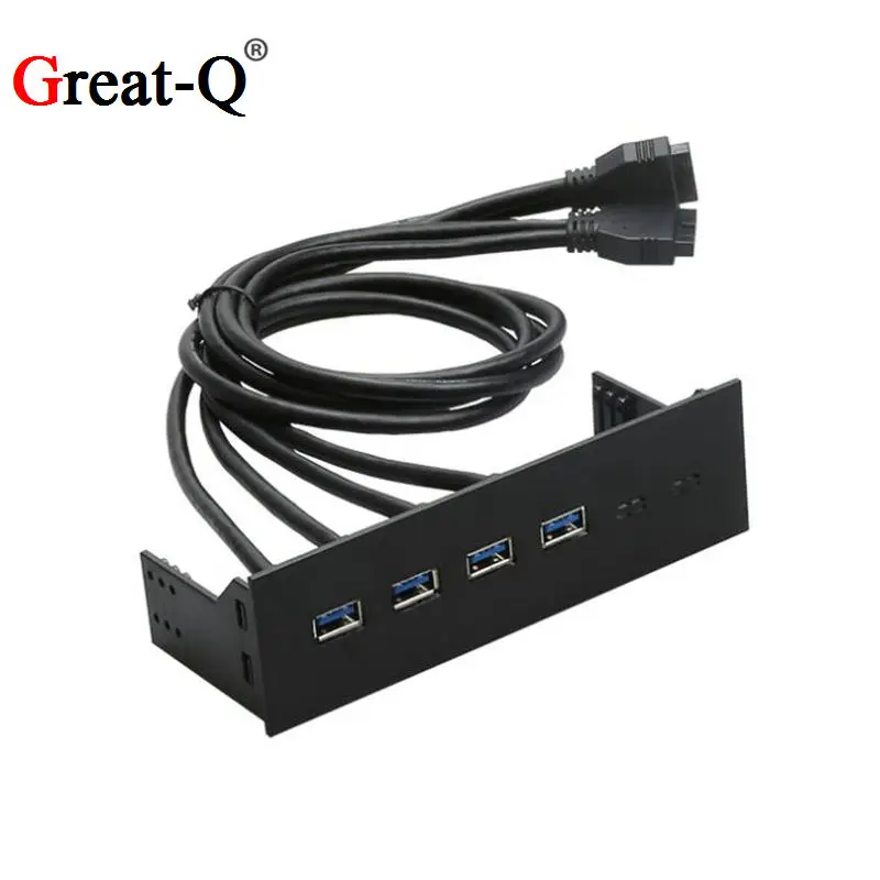 

Dual 19pin to 4 USB 3.0 hub type-c Computer front panel for 3.5'' driver Type-C USB hub Splitter Internal Combo Bracket Adapter