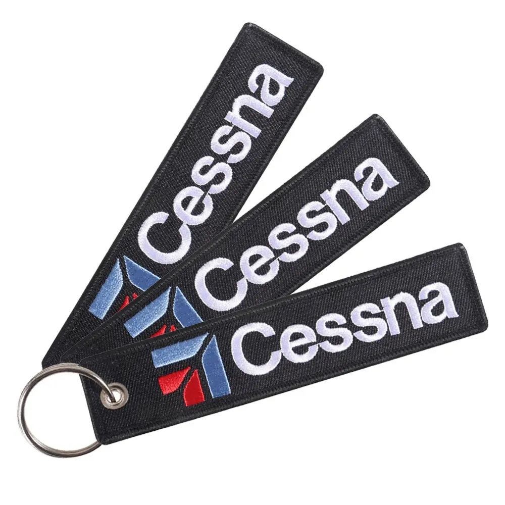 

3PCS Embroider Cessna Keychain Jewelry Key Tag Label Embroidery Fashion Keyrings Flight Crew Pilot Key Chain for Aviation Gifts