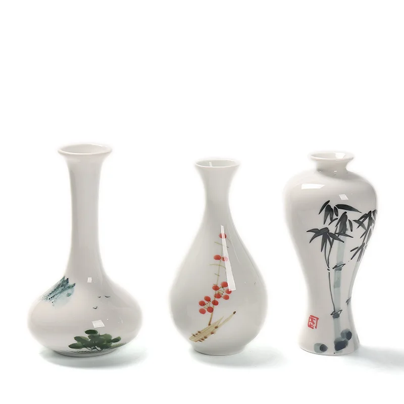 

Handmade Small Vases Modern White Ceramic Home Decoration Mini Ceramic Hydroponics White Flower Vase