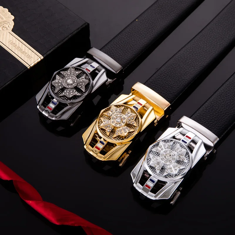 

New Diamond-Studded High-Quality Fashion Belts Simple Design Belts New Trend All-Match Automatic Buckle Gentleman Men Belts