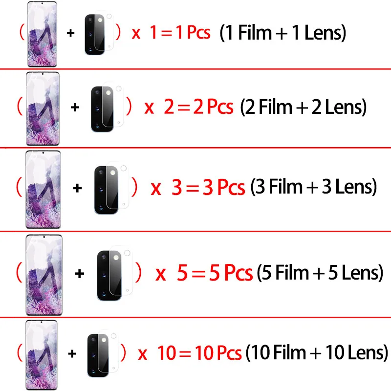 

1-10 pcs, hydrogel film for samsung s20 ultra soft glass s20 plus galaxy s 20 + screen protector s20 ultra samsung galaxy s20