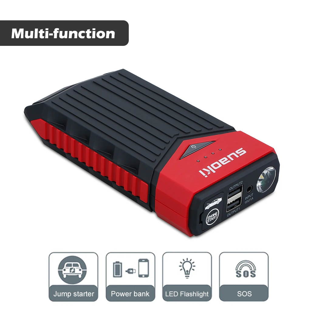 Suaoki T10 3 в 1 автомобиль скачок стартер светодиодная вспышка Двойной USB телефон зарядное устройство банк питания аккумулятор Портативный 12000 мАч 400A стартер