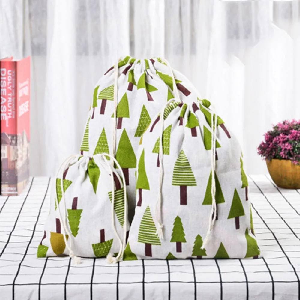 Повседневная женская сумка для покупок из хлопка на шнурке многоразовая