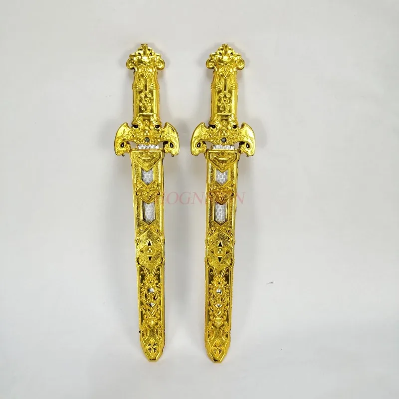 

2pcs Plastic Swords gold color Children Toy Swords Performance Props Swords Belted Swords Princes Swords Toy Sword 2021