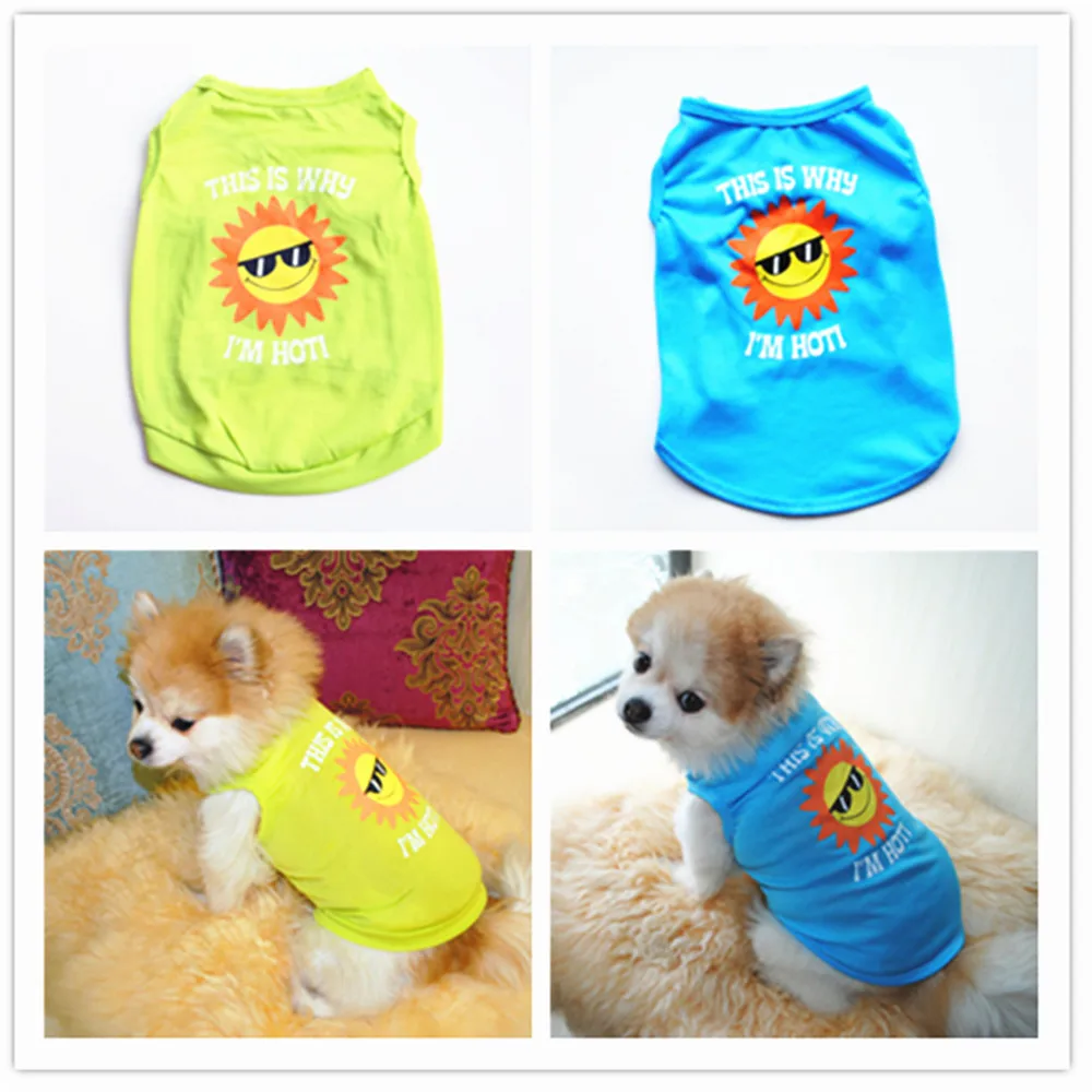 Personalized Sun Pattern Xxxs Pet Clothes for Dogs Summer Puppy Pitbull Cheap Dog Small Vest | Дом и сад