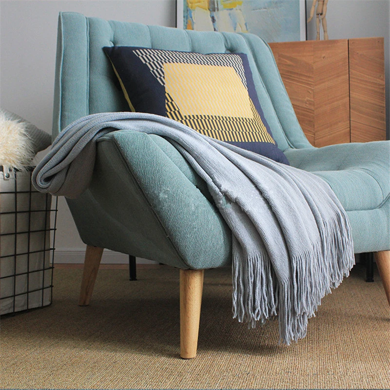 Простое стильное белое вязаное одеяло для дивана искусственное покрывало