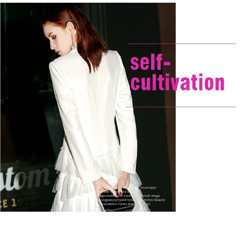 

Firstsong Women's tight small suit stitching mesh sexy dress 2020New spring and summer black long sleeve irregular women's dress