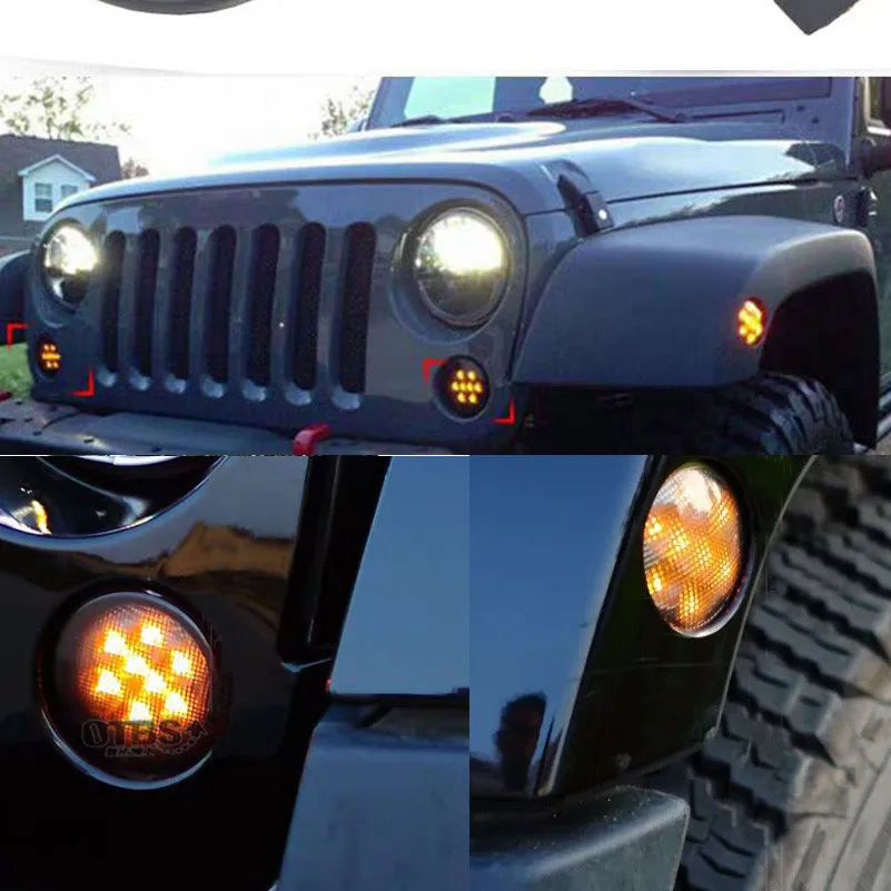 Светодиодный передний указатель поворота светильник для Jeep Wrangler JK 2007-2016 желтый