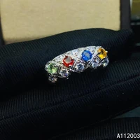 kjjeaxcmy fine jewelry 925 sterling silver inlaid natural stones gem colored sapphire new female miss woman girl ring luxury