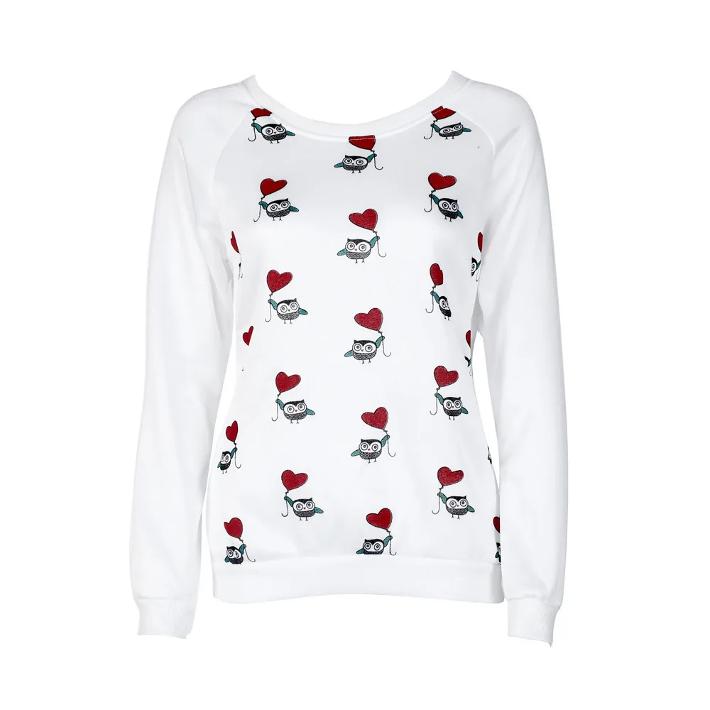 Женский топ с длинным рукавом и милым принтом совы Повседневная Блузка рубашка