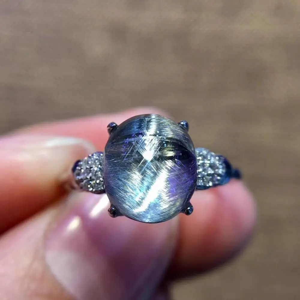 Регулируемое кольцо из натурального брукита Платинового серебра