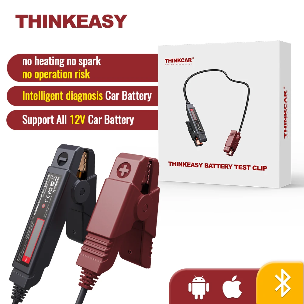 

12V Wireless Intelligence Car Battery Tester Charger Analyzer THINKCAR THINKEASY TEST CLIP Charging Cricut Load Tools