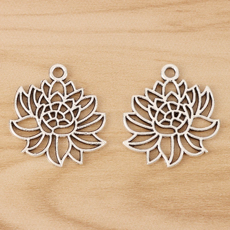 

20 Pieces Tibetan Silver Filigree Flower Charms Pendants for Jewellery Making Findings 22x20mm