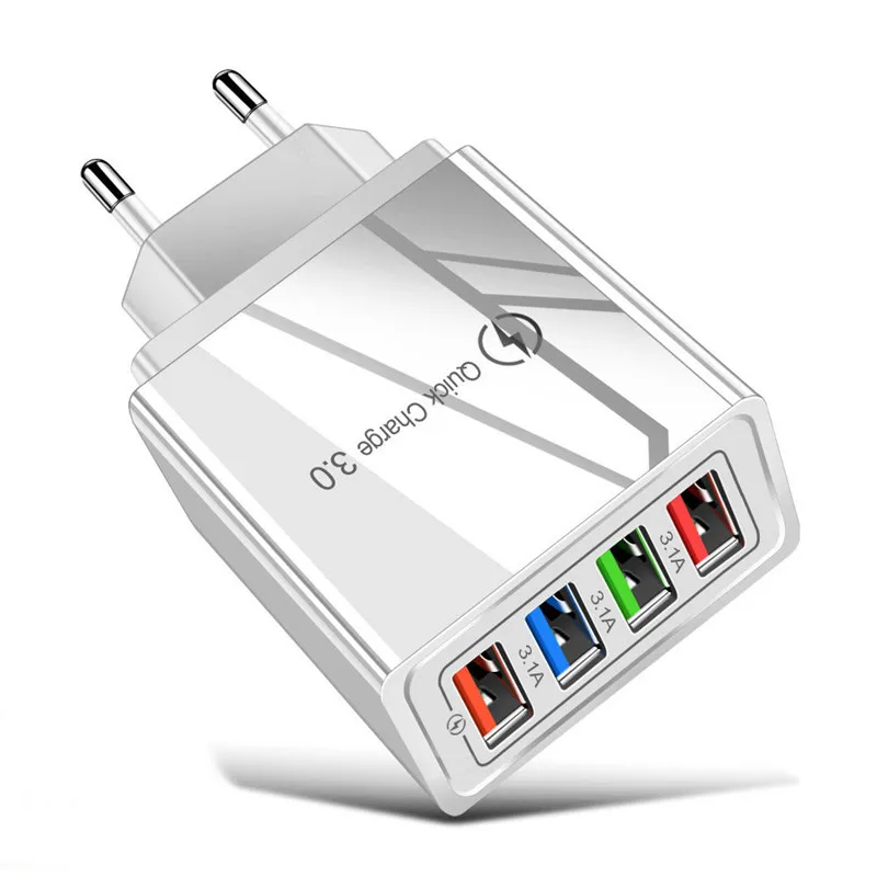 USLION USB Charger Quick Charge 3.0 Phone Adapter for iPhone 11 X 7 Xiaomi Tablet Portable Wall Mobile Fast EU US Plug | Мобильные