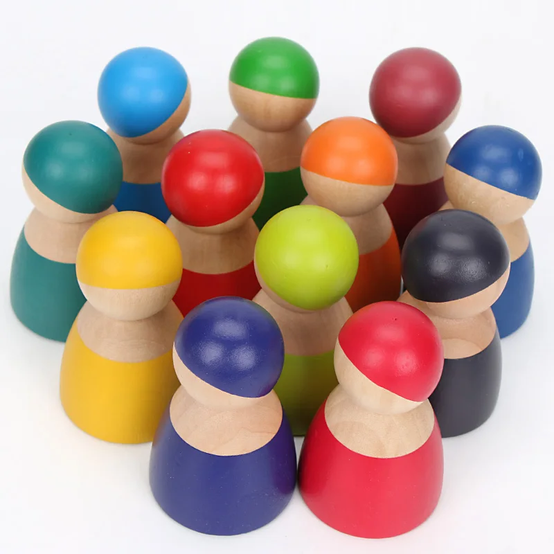 Деревянные радужные блоки деревянные игрушки для укладки строительные